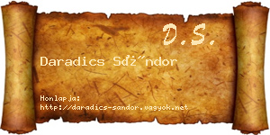 Daradics Sándor névjegykártya